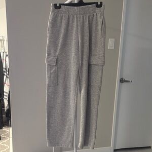 Woman or men Grey Cargo Sweatpants - Elastic Waist Casual Pants